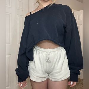 Navy Blue Brandy Melville Cropped Sweatshirt